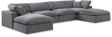 Meridian Furniture - Comfy 158" Velvet Upholstered 6 Piece Modular Sectional - 189Grey-Sec6B - GreatFurnitureDeal