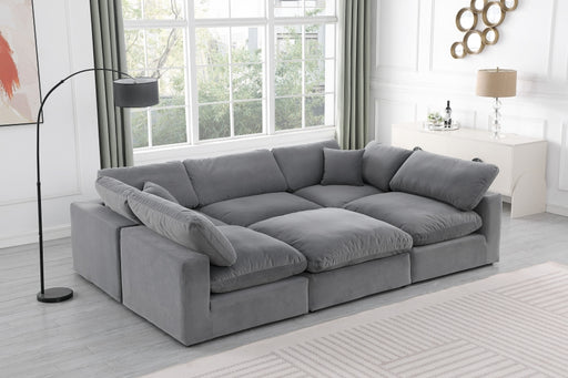Meridian Furniture - Comfy 119" Velvet Upholstered 6 Piece Modular Sectional - 189Grey-Sec6C - GreatFurnitureDeal