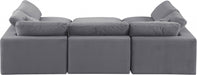 Meridian Furniture - Comfy 119" Velvet Upholstered 6 Piece Modular Sectional - 189Grey-Sec6C - GreatFurnitureDeal