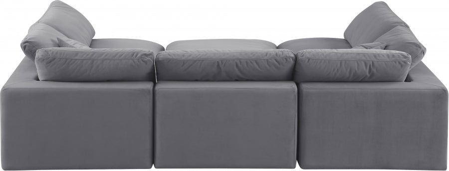 Meridian Furniture - Comfy 119" Velvet Upholstered 6 Piece Modular Sectional - 189Grey-Sec6C - GreatFurnitureDeal