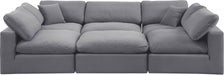 Meridian Furniture - Comfy 119" Velvet Upholstered 6 Piece Modular Sectional - 189Grey-Sec6C - GreatFurnitureDeal