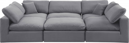 Meridian Furniture - Comfy 119" Velvet Upholstered 6 Piece Modular Sectional - 189Grey-Sec6C - GreatFurnitureDeal