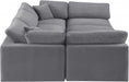 Meridian Furniture - Comfy 119" Velvet Upholstered 6 Piece Modular Sectional - 189Grey-Sec6C - GreatFurnitureDeal