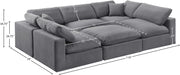 Meridian Furniture - Comfy 119" Velvet Upholstered 6 Piece Modular Sectional - 189Grey-Sec6C - GreatFurnitureDeal