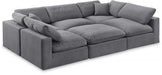 Meridian Furniture - Comfy 119" Velvet Upholstered 6 Piece Modular Sectional - 189Grey-Sec6C - GreatFurnitureDeal