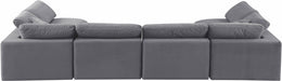 Meridian Furniture - Comfy 158" Velvet Upholstered 6 Piece Modular Sectional - 189Grey-Sec6D - GreatFurnitureDeal