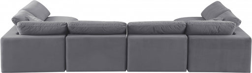 Meridian Furniture - Comfy 158" Velvet Upholstered 6 Piece Modular Sectional - 189Grey-Sec6D - GreatFurnitureDeal