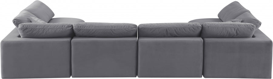 Meridian Furniture - Comfy 158" Velvet Upholstered 6 Piece Modular Sectional - 189Grey-Sec6D - GreatFurnitureDeal
