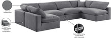 Meridian Furniture - Comfy 158" Velvet Upholstered 6 Piece Modular Sectional - 189Grey-Sec6D - GreatFurnitureDeal
