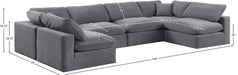Meridian Furniture - Comfy 158" Velvet Upholstered 6 Piece Modular Sectional - 189Grey-Sec6D - GreatFurnitureDeal