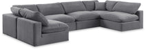 Meridian Furniture - Comfy 158" Velvet Upholstered 6 Piece Modular Sectional - 189Grey-Sec6D - GreatFurnitureDeal