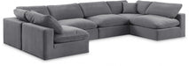 Meridian Furniture - Comfy 158" Velvet Upholstered 6 Piece Modular Sectional - 189Grey-Sec6D - GreatFurnitureDeal
