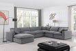 Meridian Furniture - Comfy 158" Velvet Upholstered 7 Piece Modular Sectional - 189Grey-Sec7A - GreatFurnitureDeal