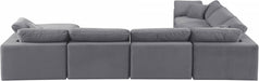 Meridian Furniture - Comfy 158" Velvet Upholstered 7 Piece Modular Sectional - 189Grey-Sec7A - GreatFurnitureDeal