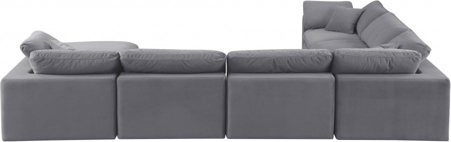 Meridian Furniture - Comfy 158" Velvet Upholstered 7 Piece Modular Sectional - 189Grey-Sec7A - GreatFurnitureDeal