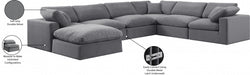 Meridian Furniture - Comfy 158" Velvet Upholstered 7 Piece Modular Sectional - 189Grey-Sec7A - GreatFurnitureDeal
