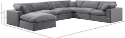 Meridian Furniture - Comfy 158" Velvet Upholstered 7 Piece Modular Sectional - 189Grey-Sec7A - GreatFurnitureDeal