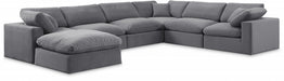 Meridian Furniture - Comfy 158" Velvet Upholstered 7 Piece Modular Sectional - 189Grey-Sec7A - GreatFurnitureDeal