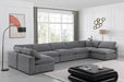 Meridian Furniture - Comfy 197" Velvet Upholstered 7 Piece Modular Sectional - 189Grey-Sec7B - GreatFurnitureDeal
