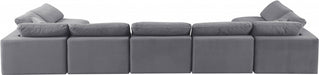 Meridian Furniture - Comfy 197" Velvet Upholstered 7 Piece Modular Sectional - 189Grey-Sec7B - GreatFurnitureDeal