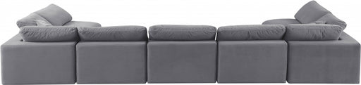 Meridian Furniture - Comfy 197" Velvet Upholstered 7 Piece Modular Sectional - 189Grey-Sec7B - GreatFurnitureDeal