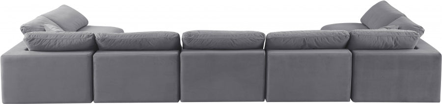 Meridian Furniture - Comfy 197" Velvet Upholstered 7 Piece Modular Sectional - 189Grey-Sec7B - GreatFurnitureDeal