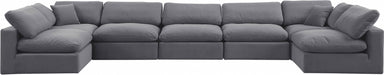 Meridian Furniture - Comfy 197" Velvet Upholstered 7 Piece Modular Sectional - 189Grey-Sec7B - GreatFurnitureDeal