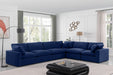 Meridian Furniture - Comfy 158" Velvet Upholstered 6 Piece Modular Sectional - 189Navy-Sec6A - GreatFurnitureDeal
