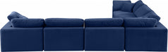 Meridian Furniture - Comfy 158" Velvet Upholstered 6 Piece Modular Sectional - 189Navy-Sec6A - GreatFurnitureDeal