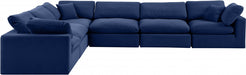 Meridian Furniture - Comfy 158" Velvet Upholstered 6 Piece Modular Sectional - 189Navy-Sec6A - GreatFurnitureDeal