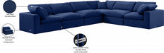 Meridian Furniture - Comfy 158" Velvet Upholstered 6 Piece Modular Sectional - 189Navy-Sec6A - GreatFurnitureDeal