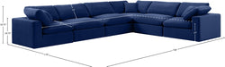 Meridian Furniture - Comfy 158" Velvet Upholstered 6 Piece Modular Sectional - 189Navy-Sec6A - GreatFurnitureDeal