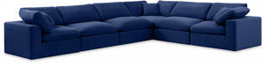 Meridian Furniture - Comfy 158" Velvet Upholstered 6 Piece Modular Sectional - 189Navy-Sec6A - GreatFurnitureDeal