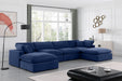 Meridian Furniture - Comfy 158" Velvet Upholstered 6 Piece Modular Sectional - 189Navy-Sec6B - GreatFurnitureDeal