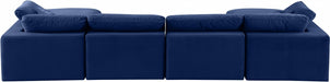 Meridian Furniture - Comfy 158" Velvet Upholstered 6 Piece Modular Sectional - 189Navy-Sec6B - GreatFurnitureDeal