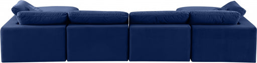 Meridian Furniture - Comfy 158" Velvet Upholstered 6 Piece Modular Sectional - 189Navy-Sec6B - GreatFurnitureDeal