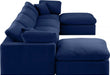 Meridian Furniture - Comfy 158" Velvet Upholstered 6 Piece Modular Sectional - 189Navy-Sec6B - GreatFurnitureDeal