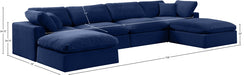 Meridian Furniture - Comfy 158" Velvet Upholstered 6 Piece Modular Sectional - 189Navy-Sec6B - GreatFurnitureDeal