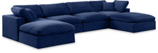 Meridian Furniture - Comfy 158" Velvet Upholstered 6 Piece Modular Sectional - 189Navy-Sec6B - GreatFurnitureDeal
