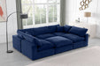 Meridian Furniture - Comfy 119" Velvet Upholstered 6 Piece Modular Sectional - 189Navy-Sec6C - GreatFurnitureDeal
