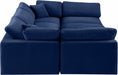 Meridian Furniture - Comfy 119" Velvet Upholstered 6 Piece Modular Sectional - 189Navy-Sec6C - GreatFurnitureDeal