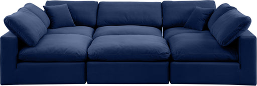 Meridian Furniture - Comfy 119" Velvet Upholstered 6 Piece Modular Sectional - 189Navy-Sec6C - GreatFurnitureDeal