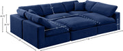 Meridian Furniture - Comfy 119" Velvet Upholstered 6 Piece Modular Sectional - 189Navy-Sec6C - GreatFurnitureDeal