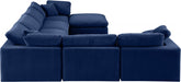 Meridian Furniture - Comfy 158" Velvet Upholstered 7 Piece Modular Sectional - 189Navy-Sec7A - GreatFurnitureDeal