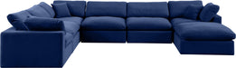 Meridian Furniture - Comfy 158" Velvet Upholstered 7 Piece Modular Sectional - 189Navy-Sec7A - GreatFurnitureDeal
