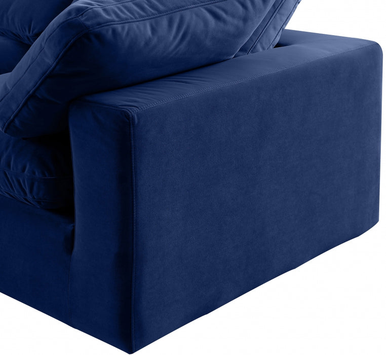 Meridian Furniture - Comfy 158" Velvet Upholstered 7 Piece Modular Sectional - 189Navy-Sec7A - GreatFurnitureDeal