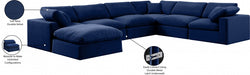 Meridian Furniture - Comfy 158" Velvet Upholstered 7 Piece Modular Sectional - 189Navy-Sec7A - GreatFurnitureDeal