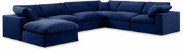 Meridian Furniture - Comfy 158" Velvet Upholstered 7 Piece Modular Sectional - 189Navy-Sec7A - GreatFurnitureDeal