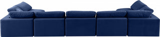 Meridian Furniture - Comfy 197" Velvet Upholstered 7 Piece Modular Sectional - 189Navy-Sec7B - GreatFurnitureDeal