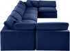 Meridian Furniture - Comfy 197" Velvet Upholstered 7 Piece Modular Sectional - 189Navy-Sec7B - GreatFurnitureDeal